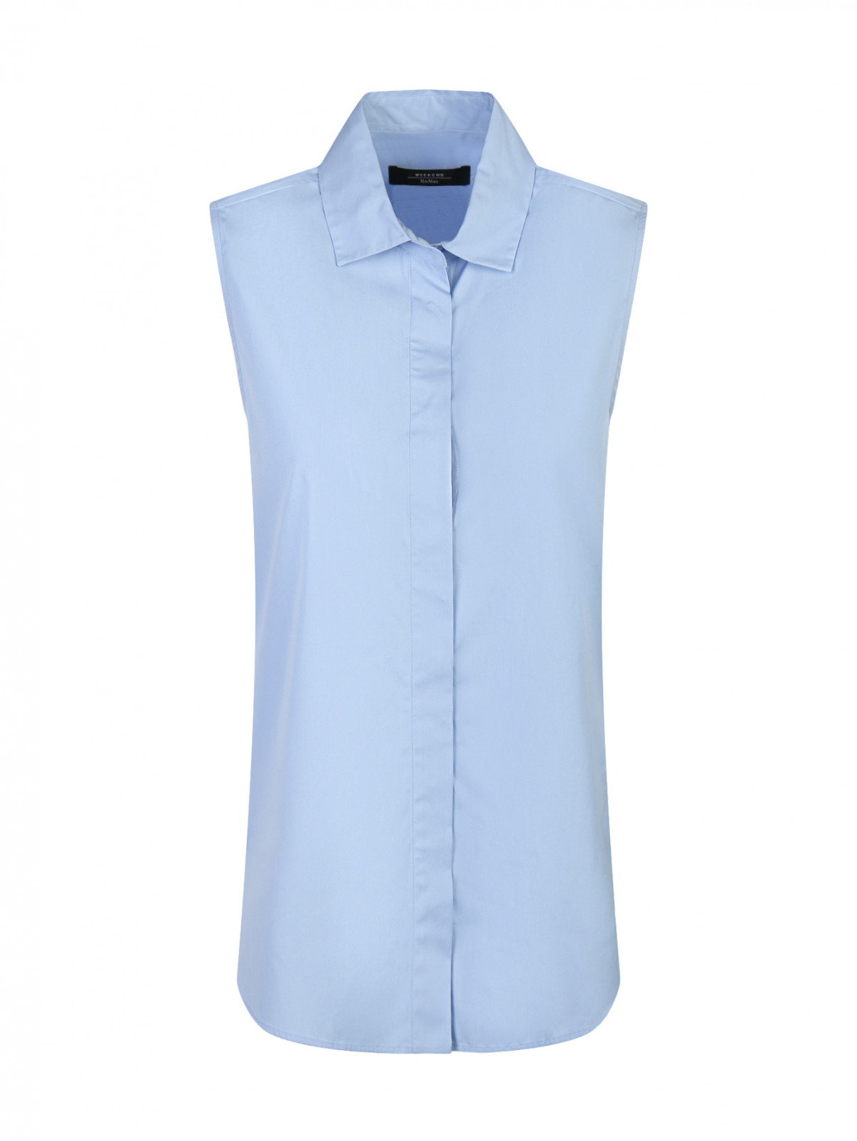 Блуза из хлопка без рукавов Weekend Max Mara  –  Общий вид  – Цвет:  Синий