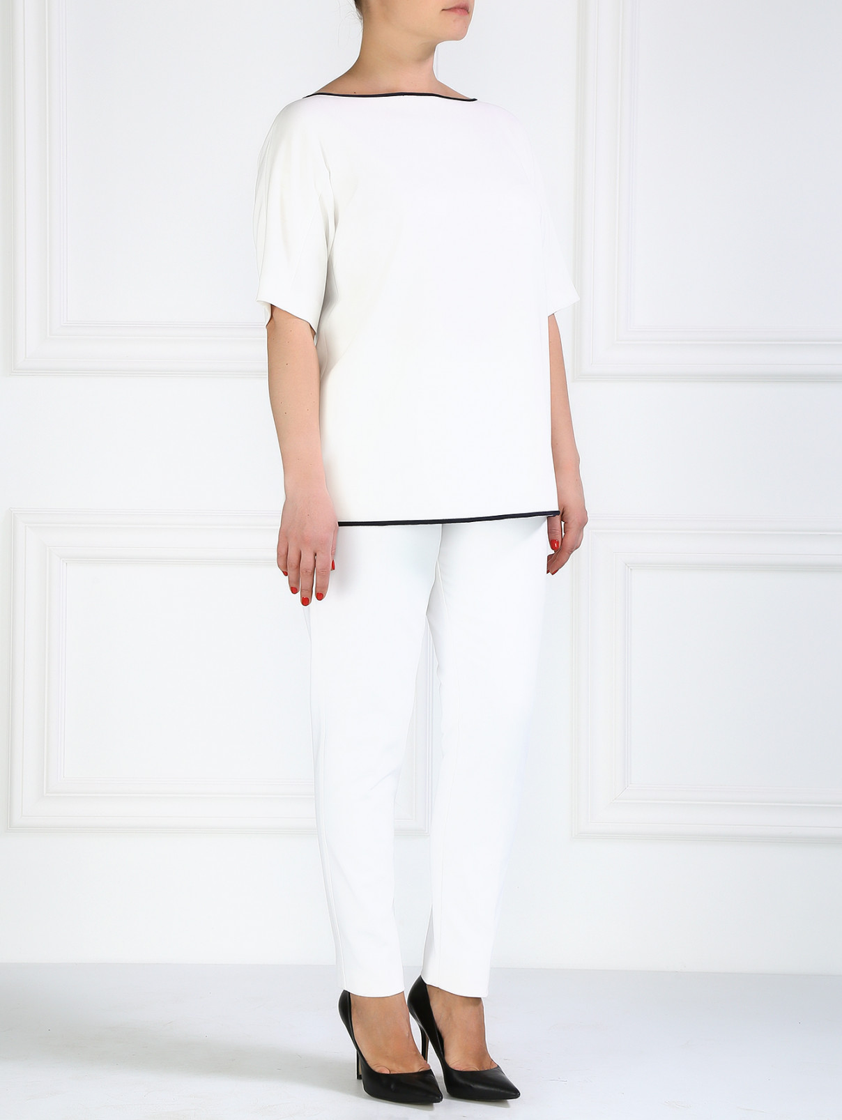 Блуза свободного фасона Marina Rinaldi  –  Модель Общий вид  – Цвет:  Белый