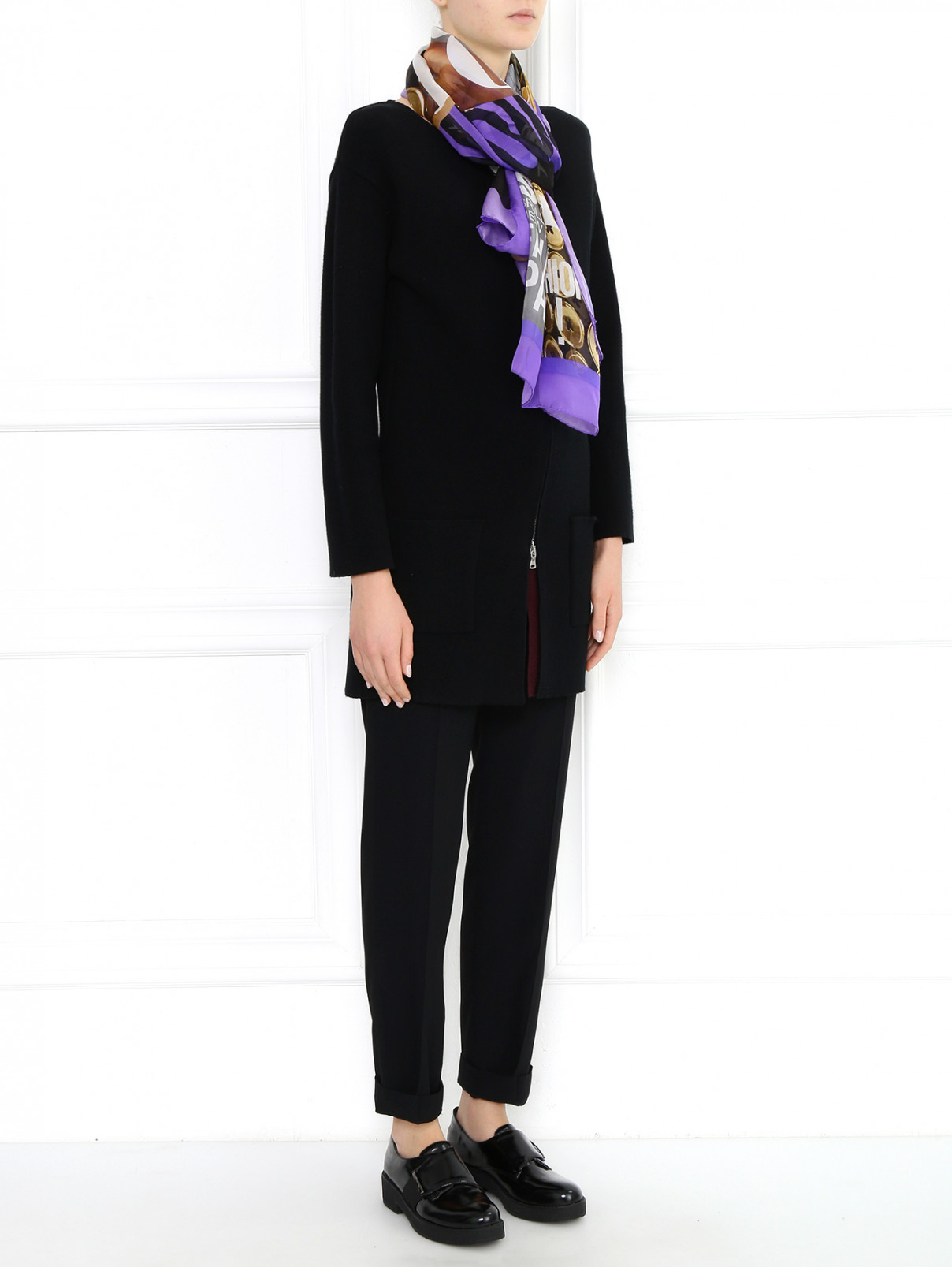 Шарф из шелка с узором Moschino Couture  –  Модель Общий вид  – Цвет:  Узор