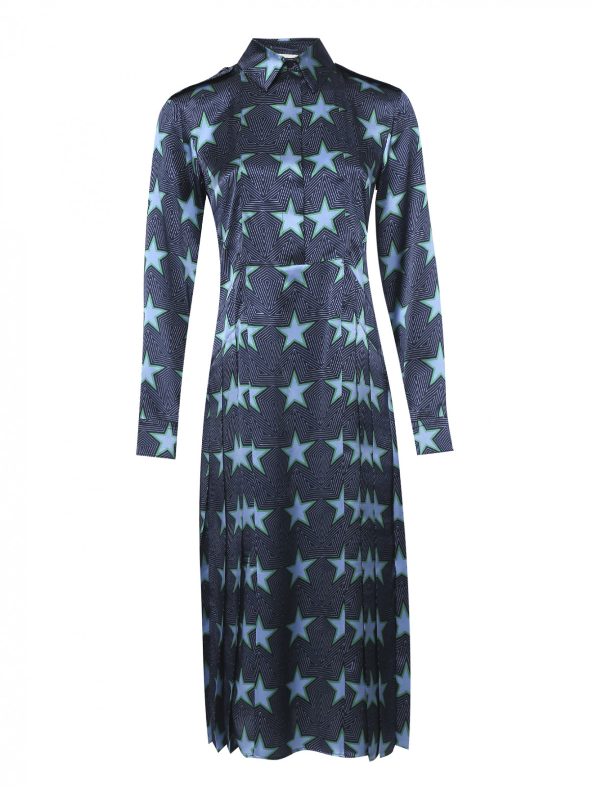 Платье-миди из шелка с узором Sportmax  –  Общий вид  – Цвет:  Узор