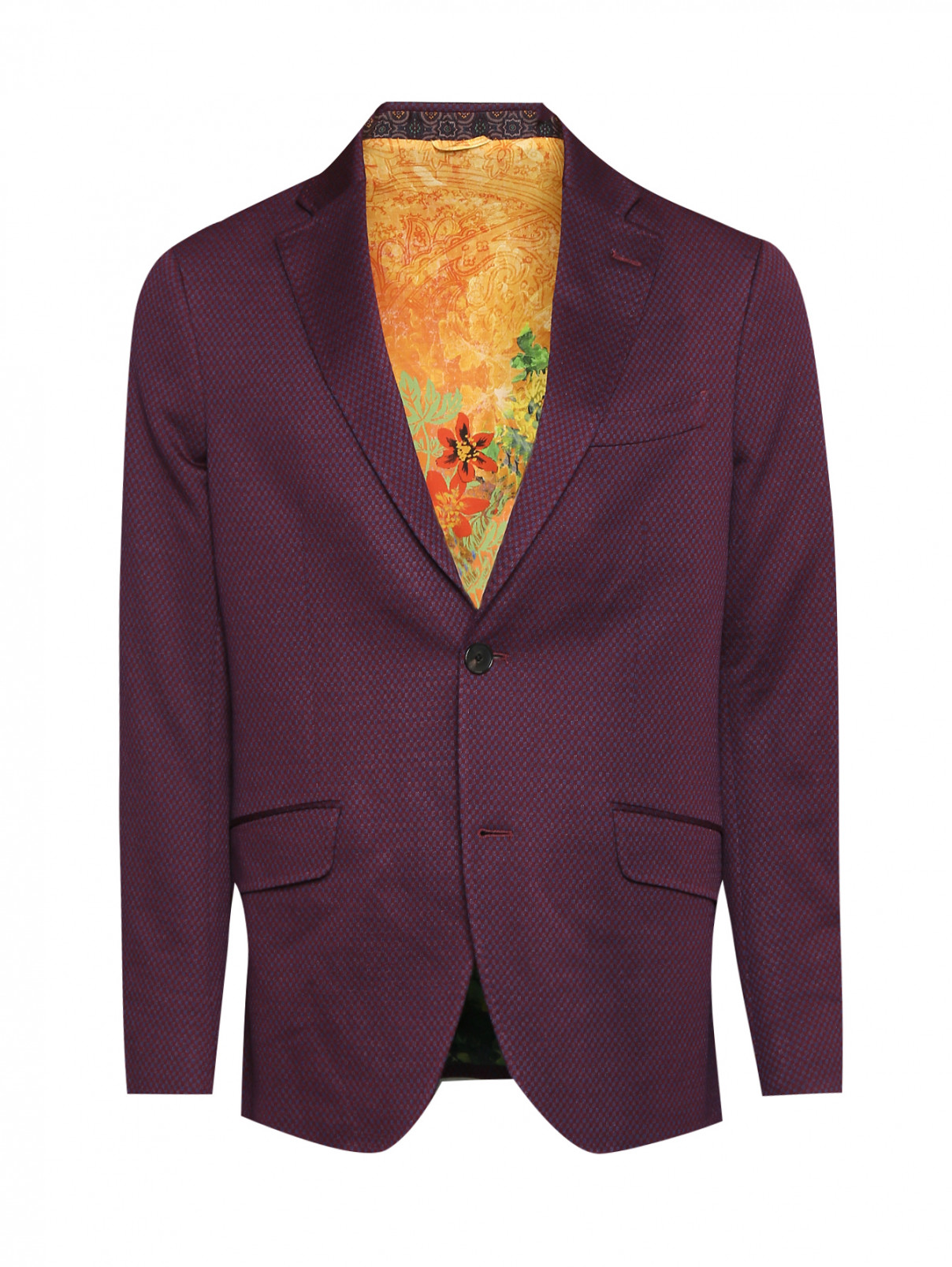 Пиджак из хлопка и шелка с узором Etro  –  Общий вид  – Цвет:  Фиолетовый
