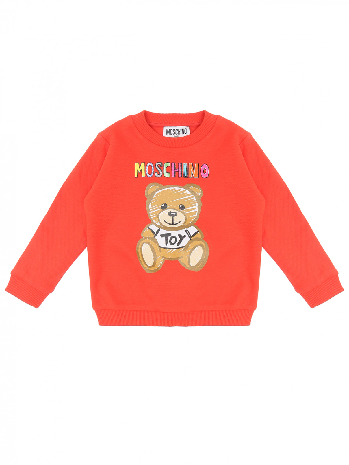 Лонгслив из фактурного хлопка Moschino  –  Общий вид  – Цвет:  Красный