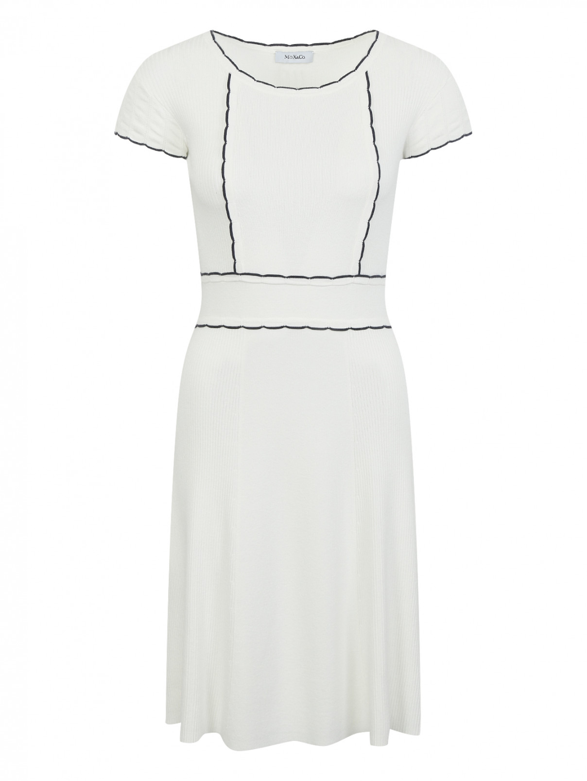 Платье с контрастной отделкой Max&Co  –  Общий вид  – Цвет:  Белый