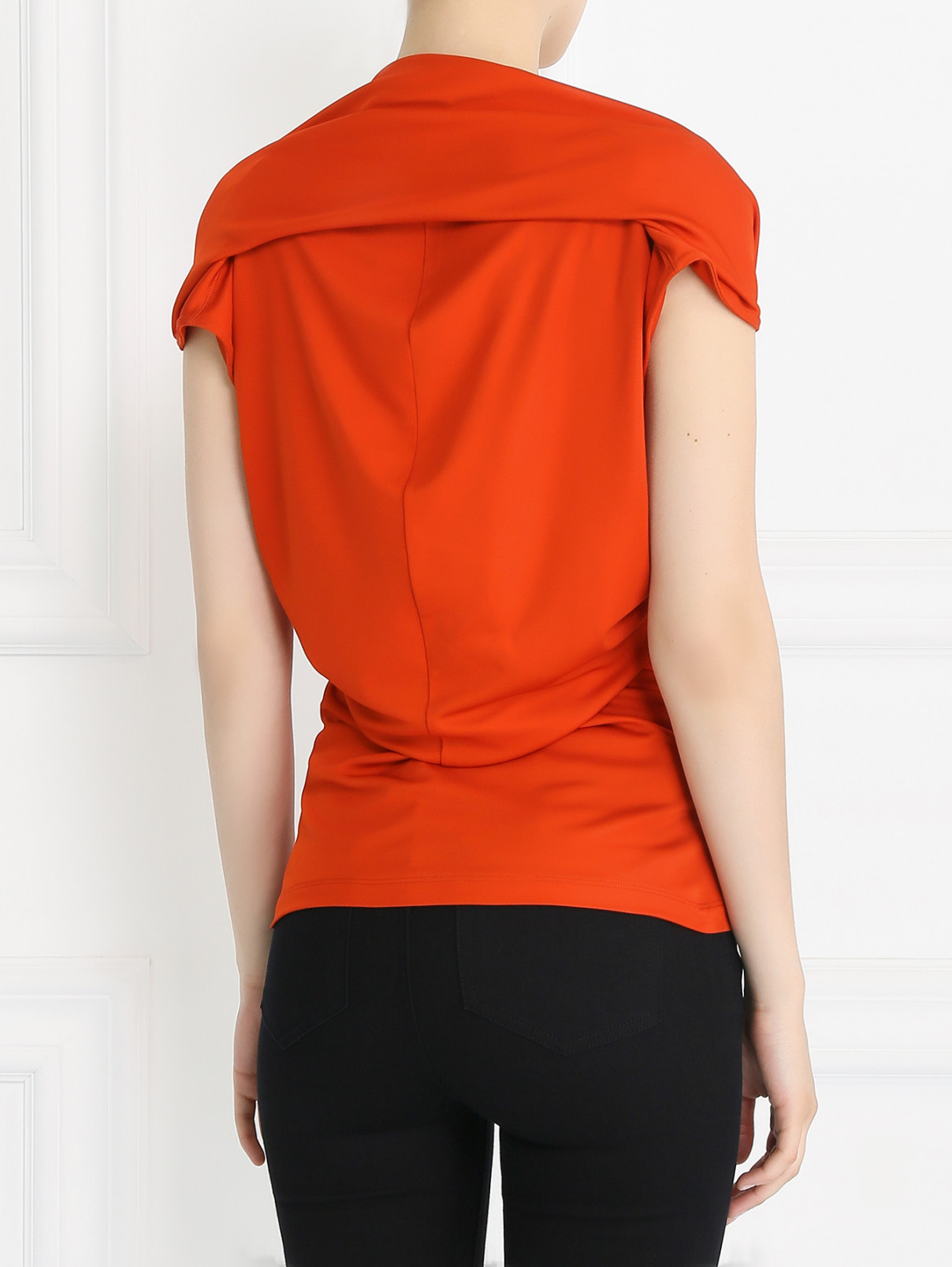 Топ с короткими рукавами и драпировкой Jean Paul Gaultier  –  Модель Верх-Низ1  – Цвет:  Оранжевый
