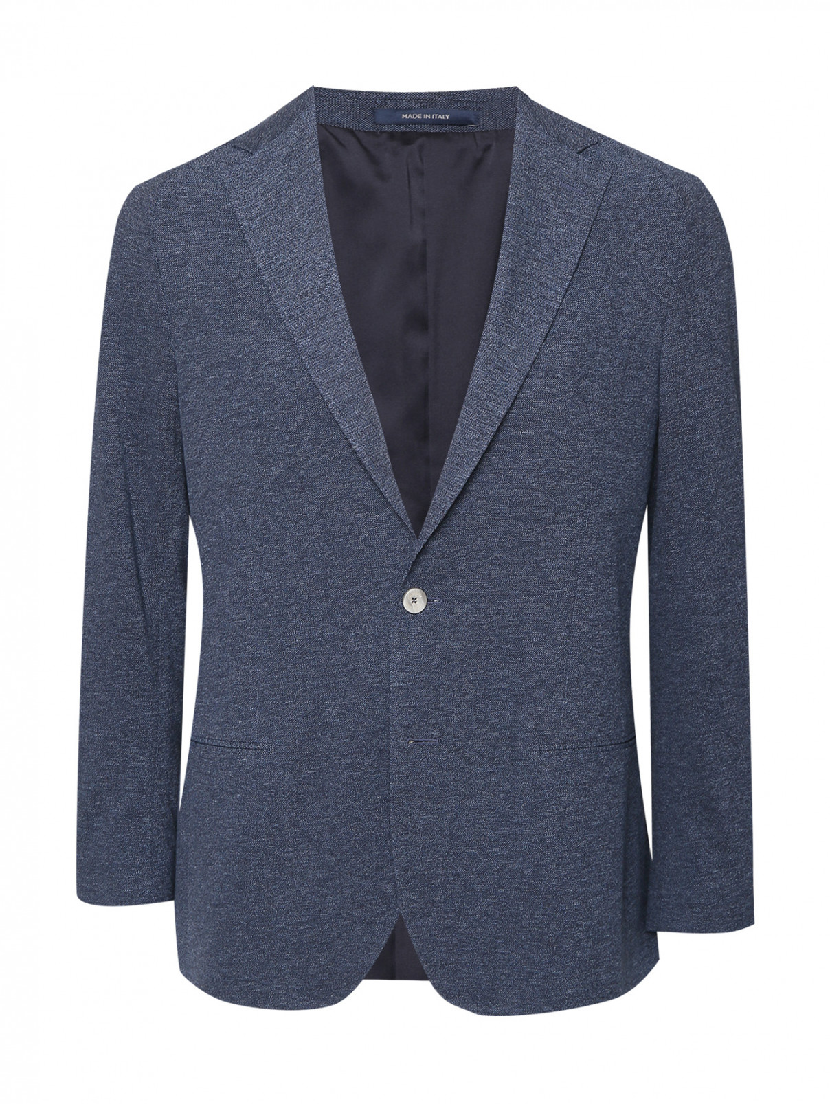 Трикотажный пиджак на пуговицах Boggi  –  Общий вид  – Цвет:  Синий