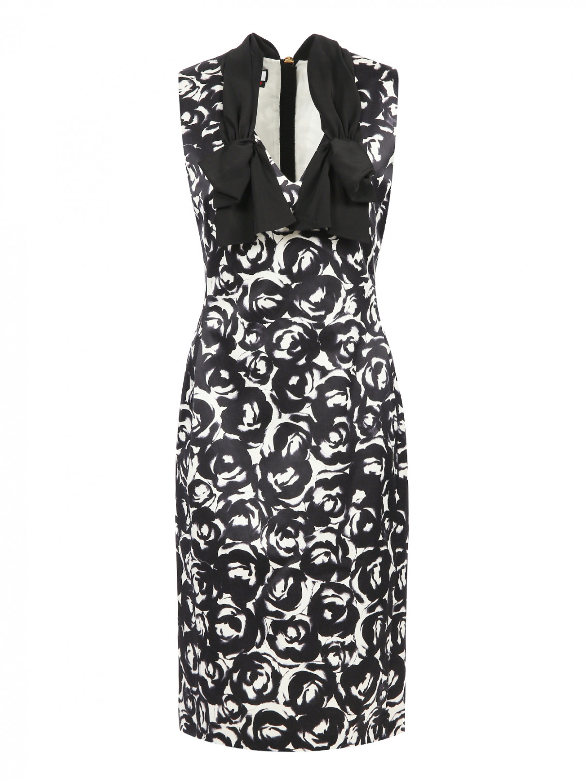 Платье-футляр из шелка и хлопка с узором Moschino  –  Общий вид  – Цвет:  Узор