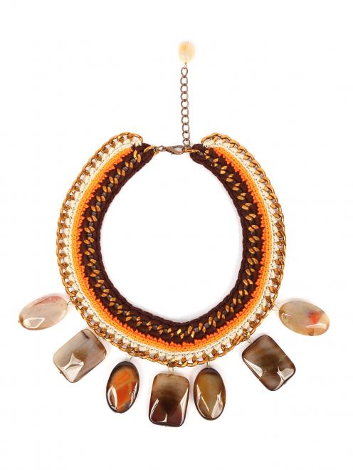 Ожерелье из металла и текстиля с лабрадоритом - Общий вид