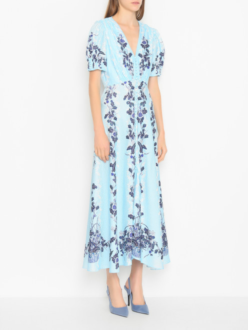 Платье из шелка с цветочным узором - МодельВерхНиз