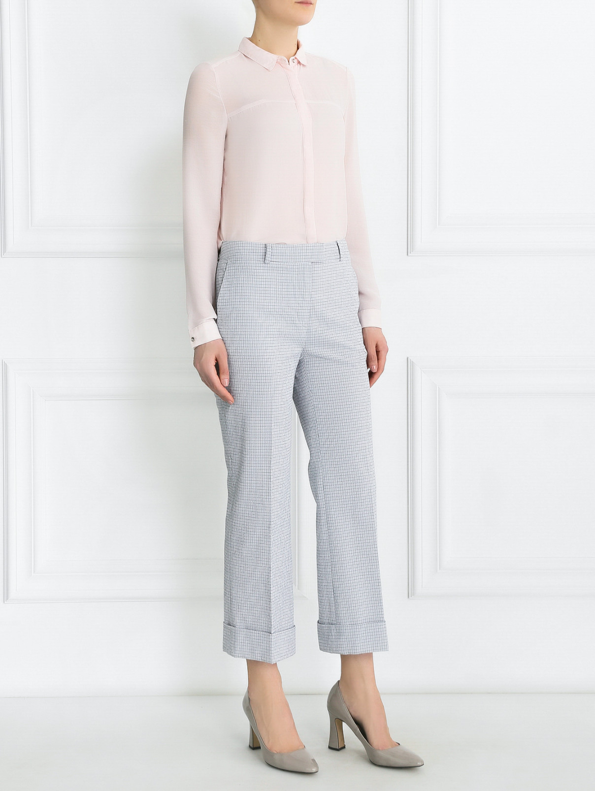 Укороченные брюки прямого кроя Brooks Brothers  –  Модель Общий вид  – Цвет:  Серый
