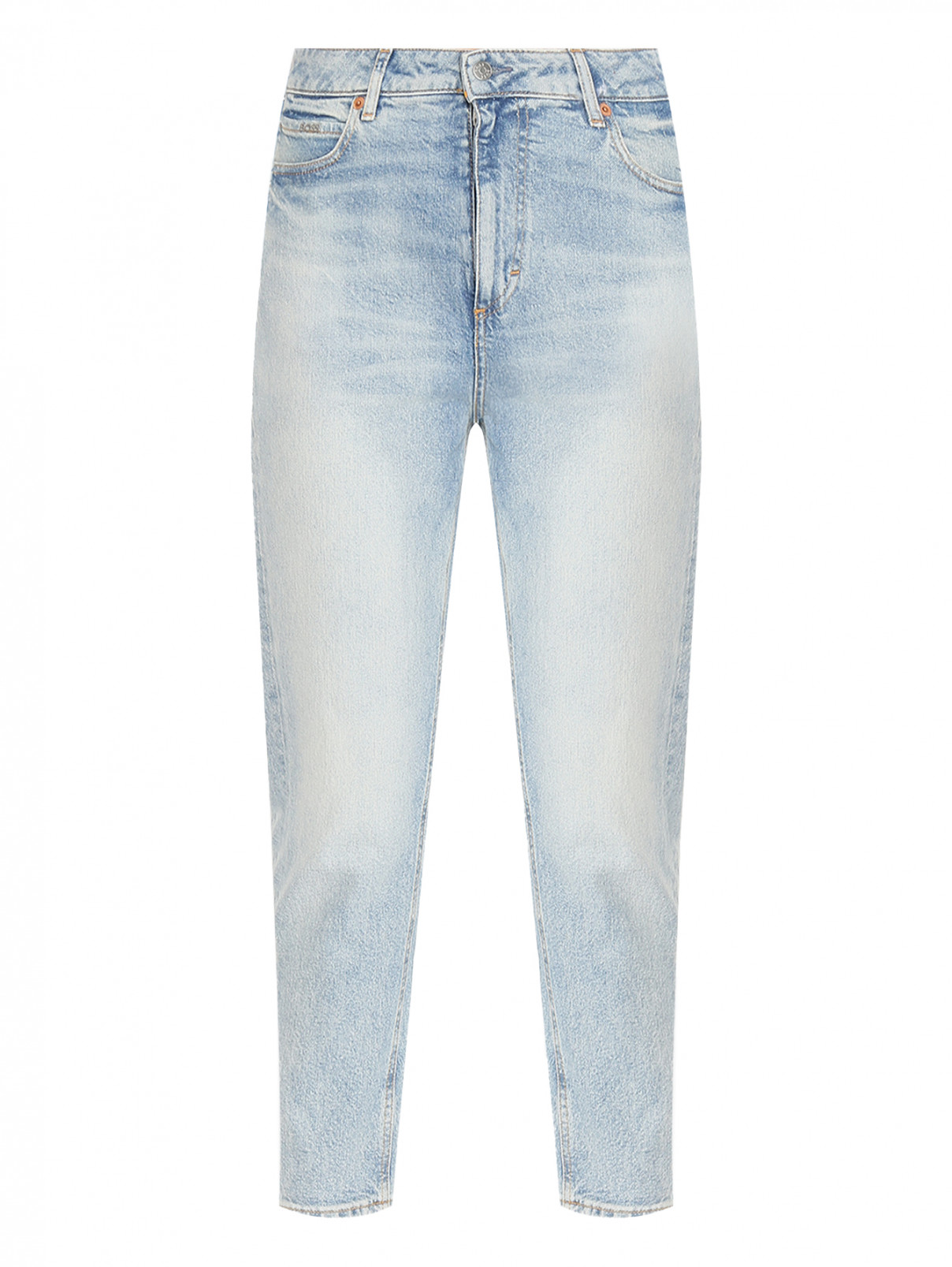 Зауженные джинсы из хлопка Hugo Boss  –  Общий вид  – Цвет:  Синий