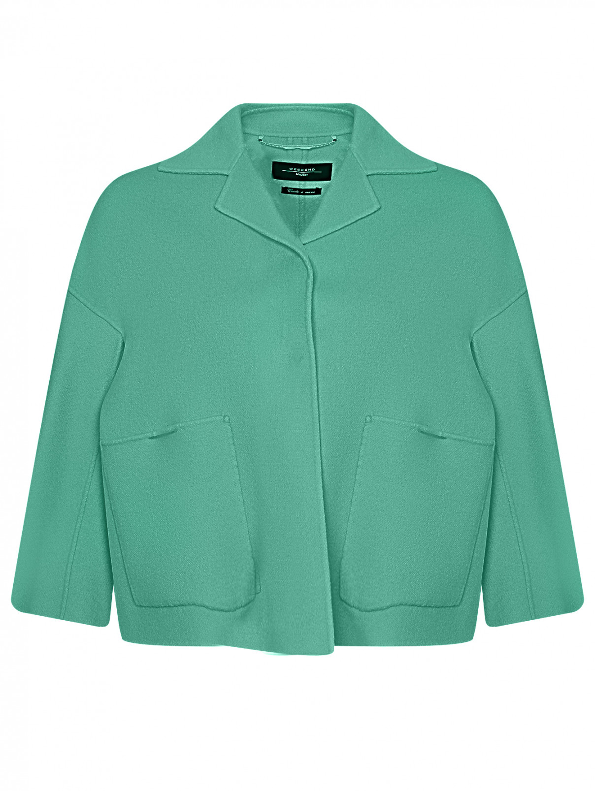 Полупальто из шерсти с карманами Weekend Max Mara  –  Общий вид  – Цвет:  Зеленый