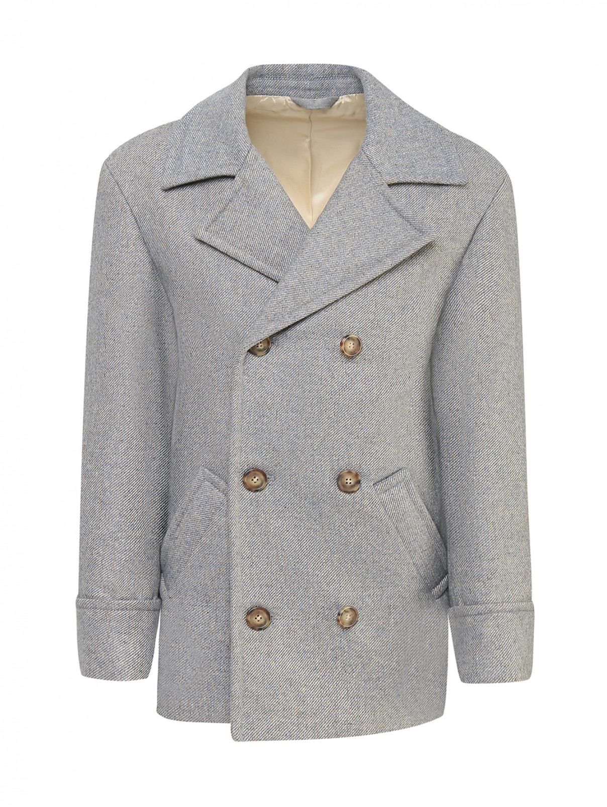 Двубортное пальто с карманами Eleventy  –  Общий вид  – Цвет:  Синий