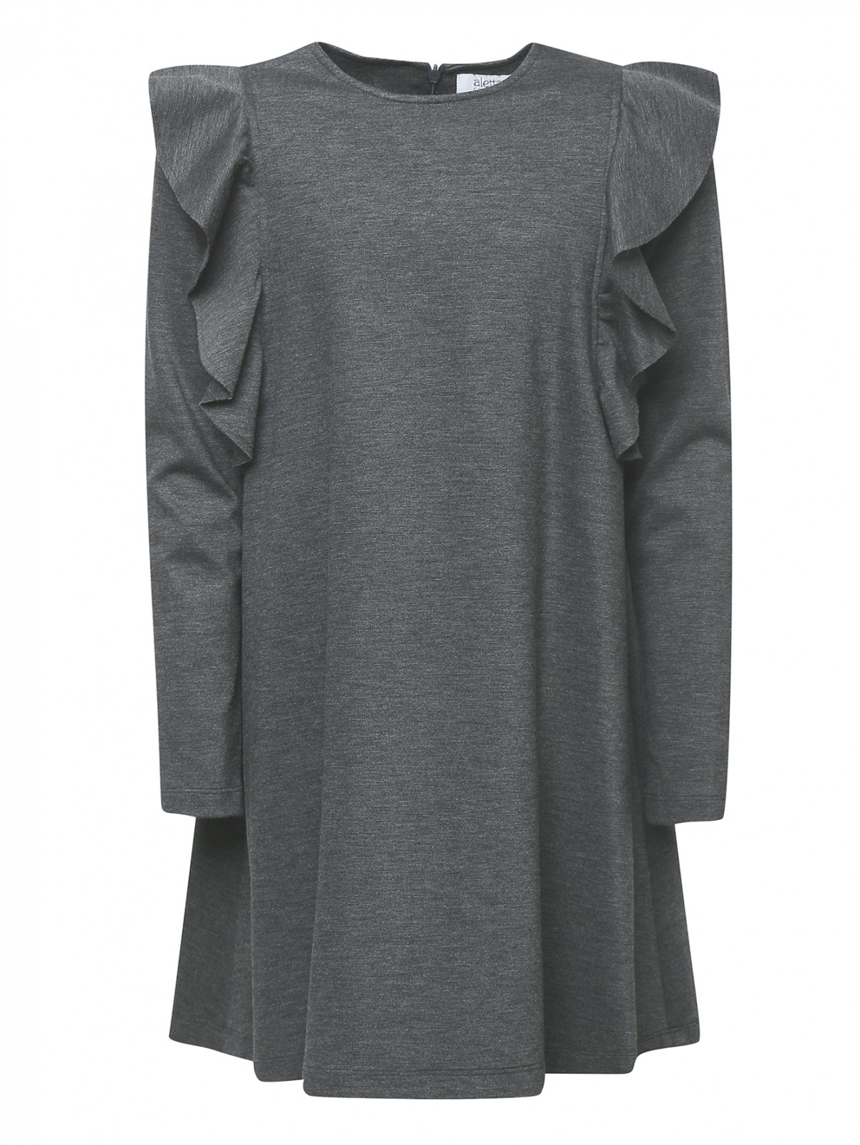 Платье трикотажное с оборками Aletta Couture  –  Общий вид  – Цвет:  Серый