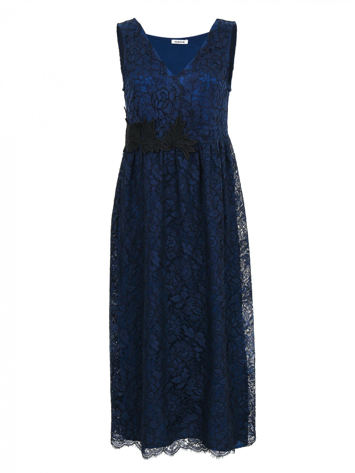 Платье с кружевным узором, и декоративной отделкой P.A.R.O.S.H.  –  Общий вид  – Цвет:  Синий