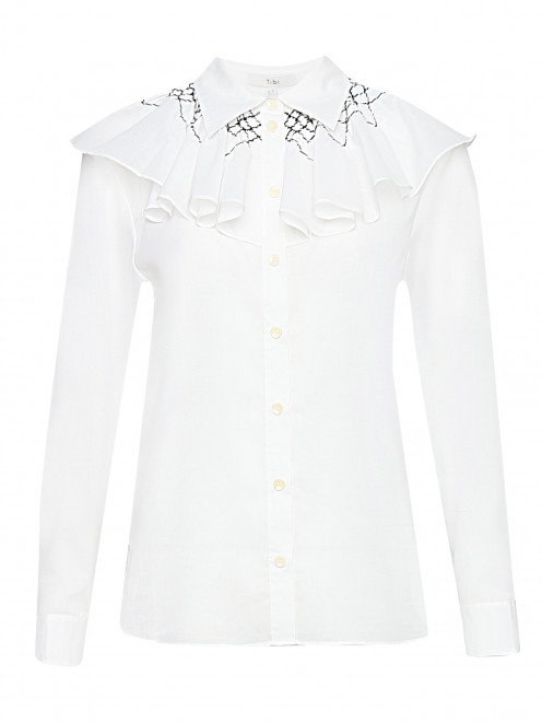 Блуза свободного кроя с контрастной вышивкой - Общий вид