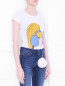 Трикотажная футболка с принтом и пайетками Love Moschino  –  МодельВерхНиз