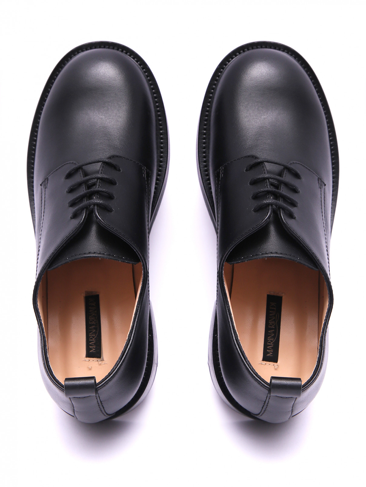 Ботинки из гладкой кожи на шнурках Marina Rinaldi  –  Обтравка3  – Цвет:  Черный