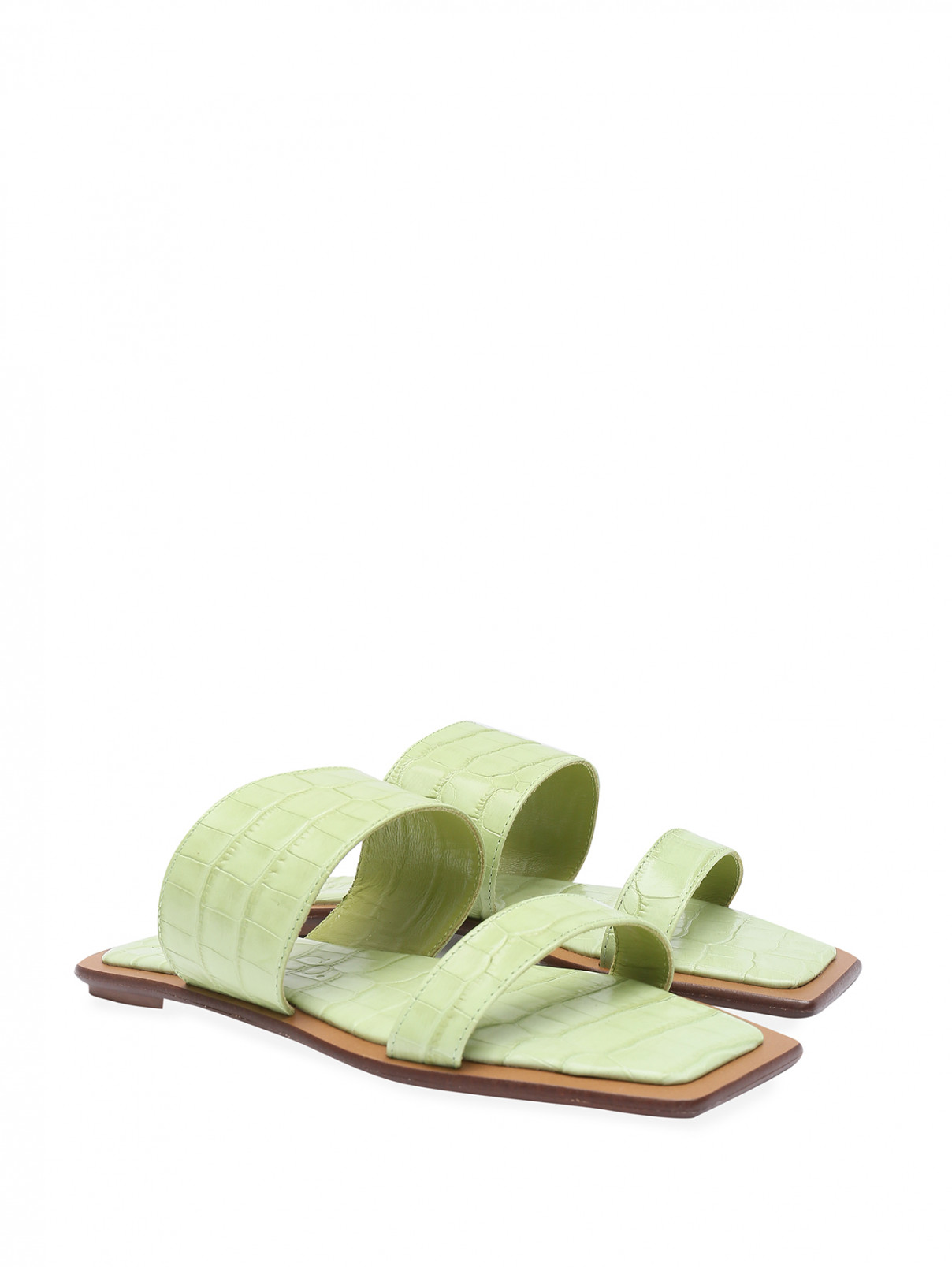 Сандалии из кожи Max&Co  –  Общий вид  – Цвет:  Зеленый