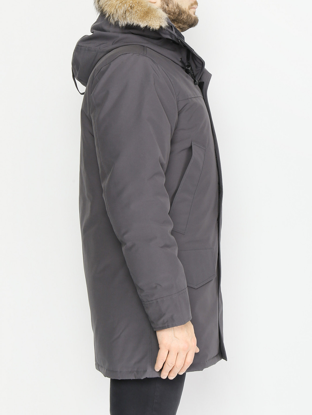 Парка пуховая на молнии с накладными карманами Canada Goose  –  МодельВерхНиз2  – Цвет:  Серый