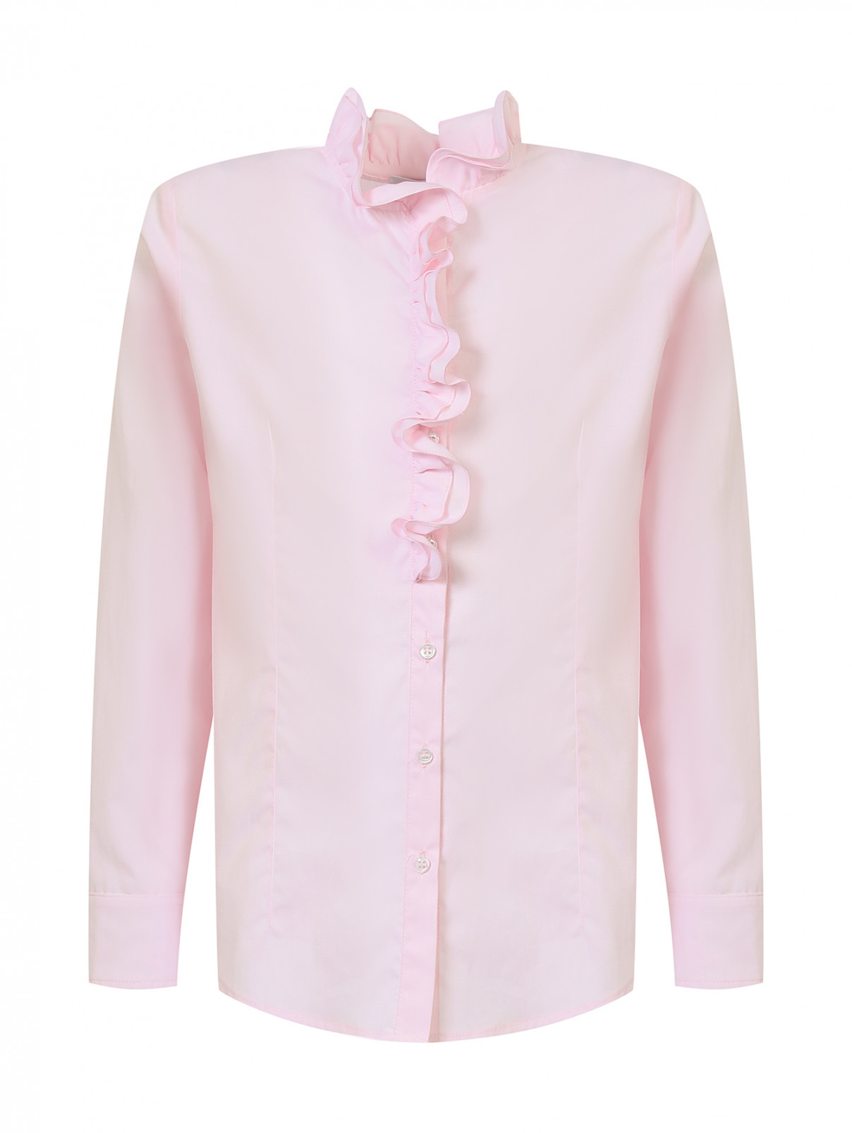Хлопковая блуза с оборками Aletta Couture  –  Общий вид  – Цвет:  Розовый