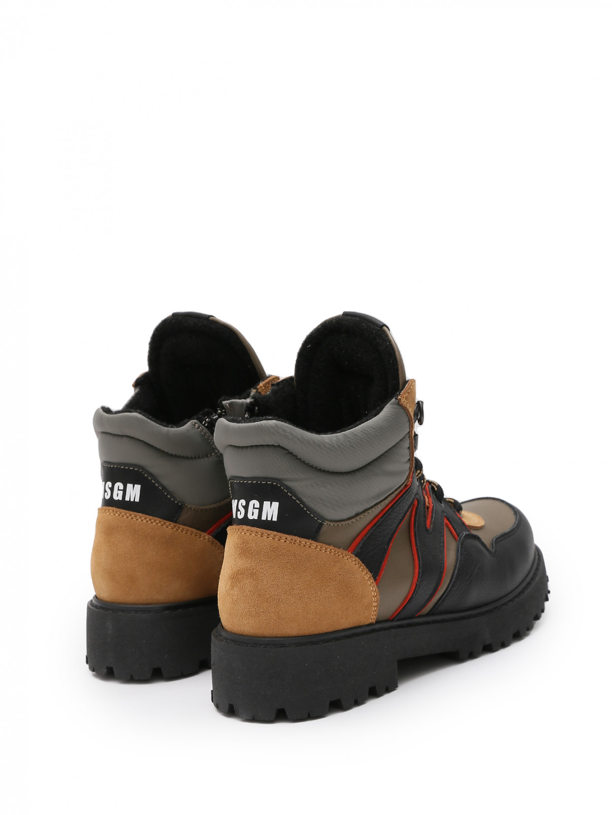Утепленные ботинки из кожи MSGM  –  Обтравка2  – Цвет:  Коричневый