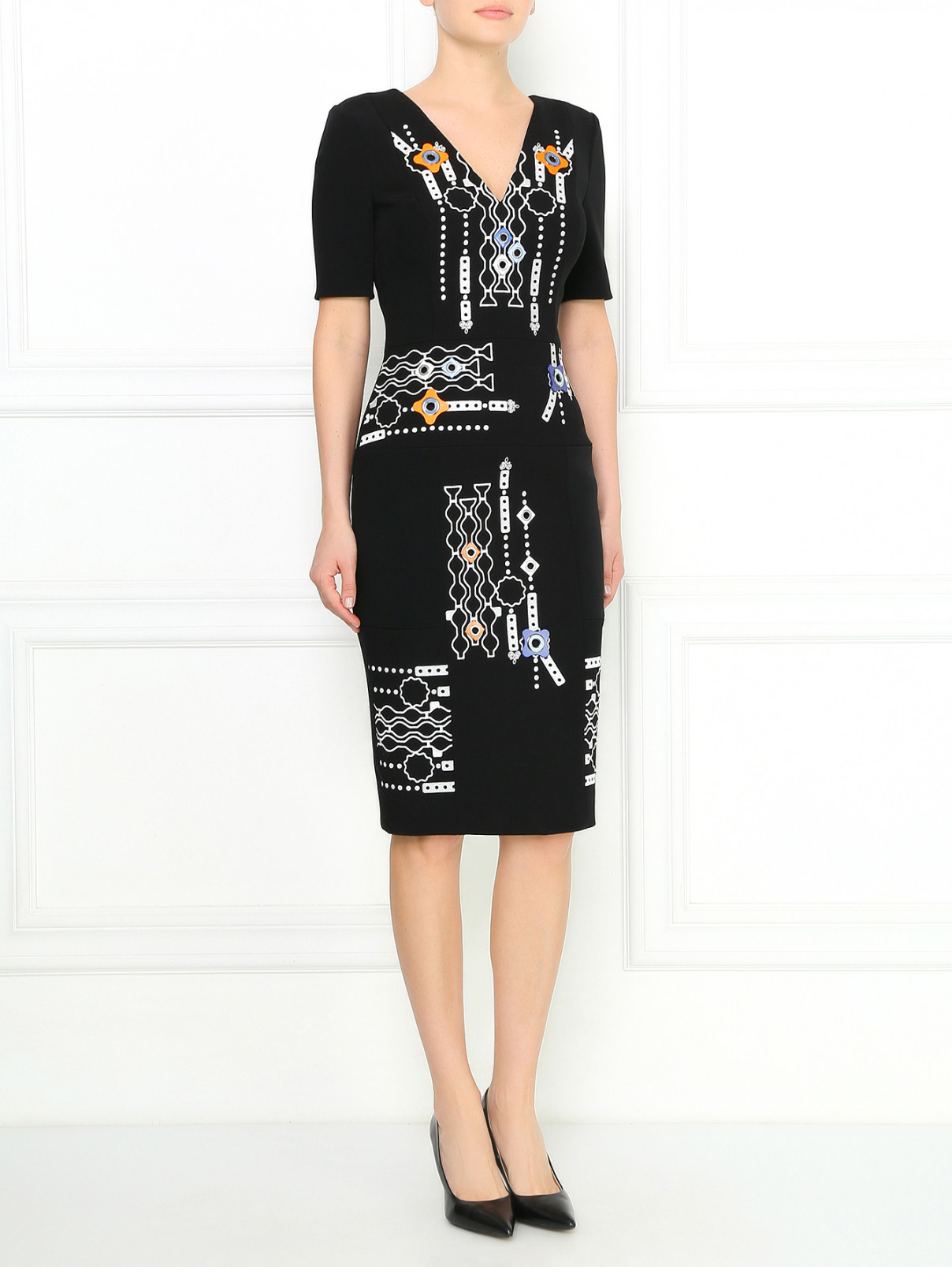 Платье-футляр с декоративной отделкой Peter Pilotto  –  Модель Общий вид  – Цвет:  Мультиколор