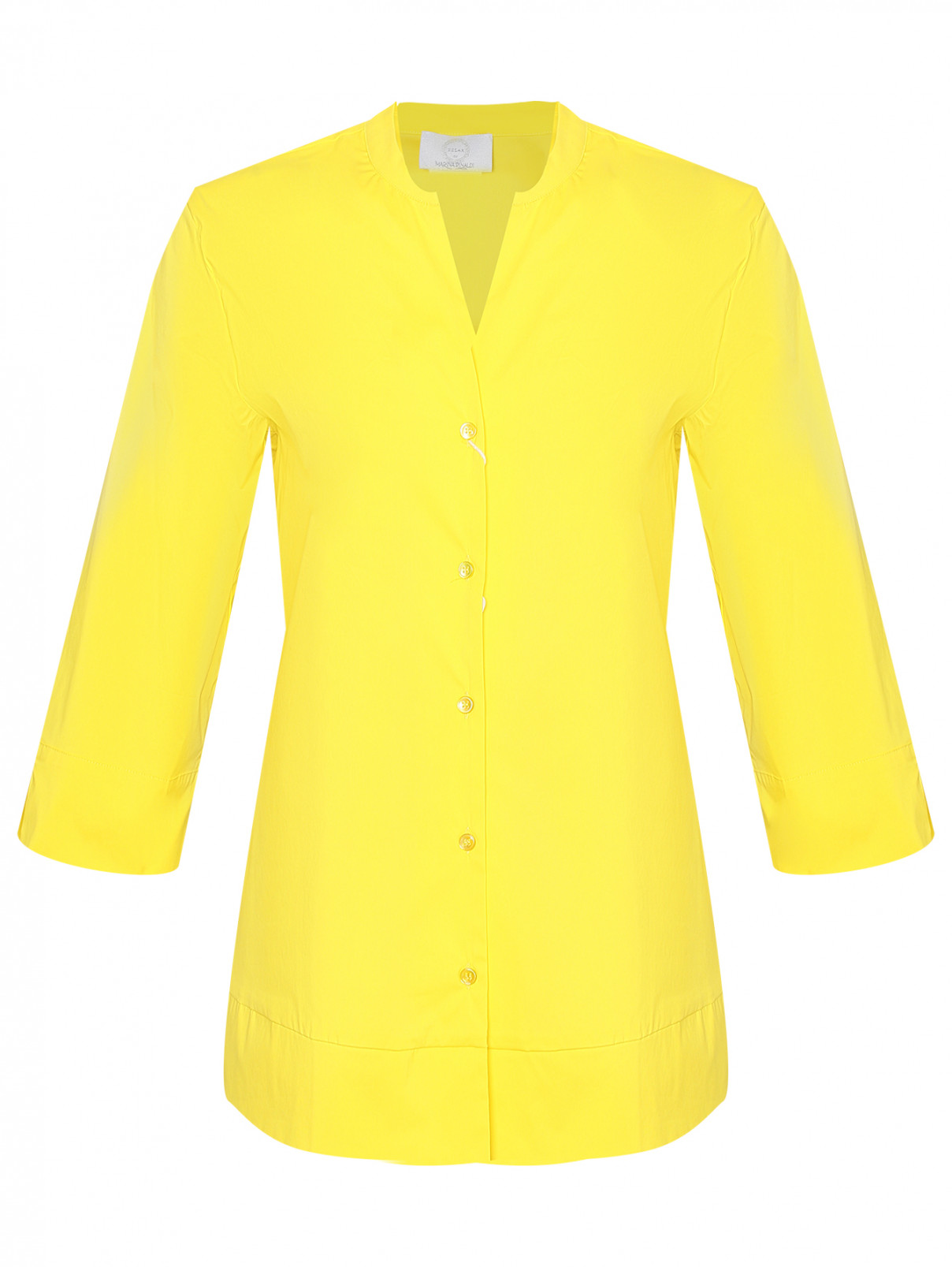 Рубашка из смешанного хлопка на пуговицах Marina Rinaldi  –  Общий вид  – Цвет:  Желтый