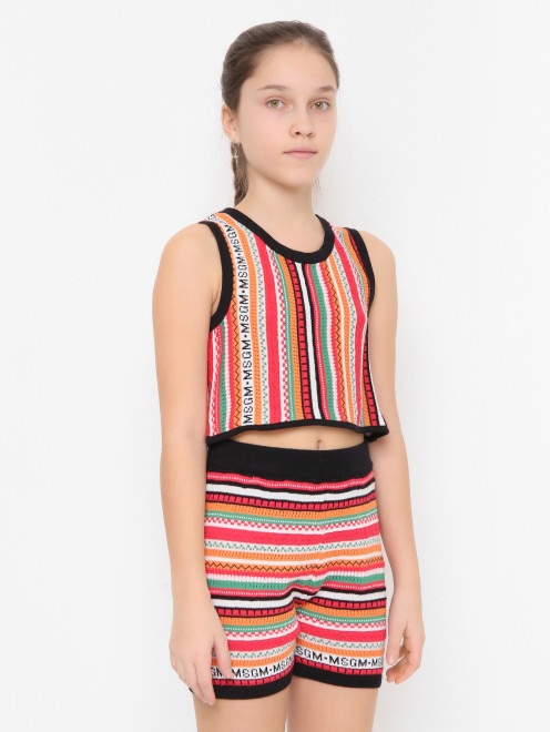 Хлопковый топ в полоску MSGM - МодельВерхНиз