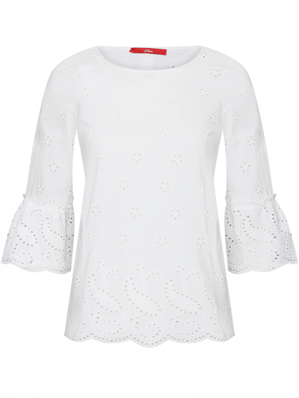 Блуза из хлопка декорированная вышивкой S.Oliver  –  Общий вид