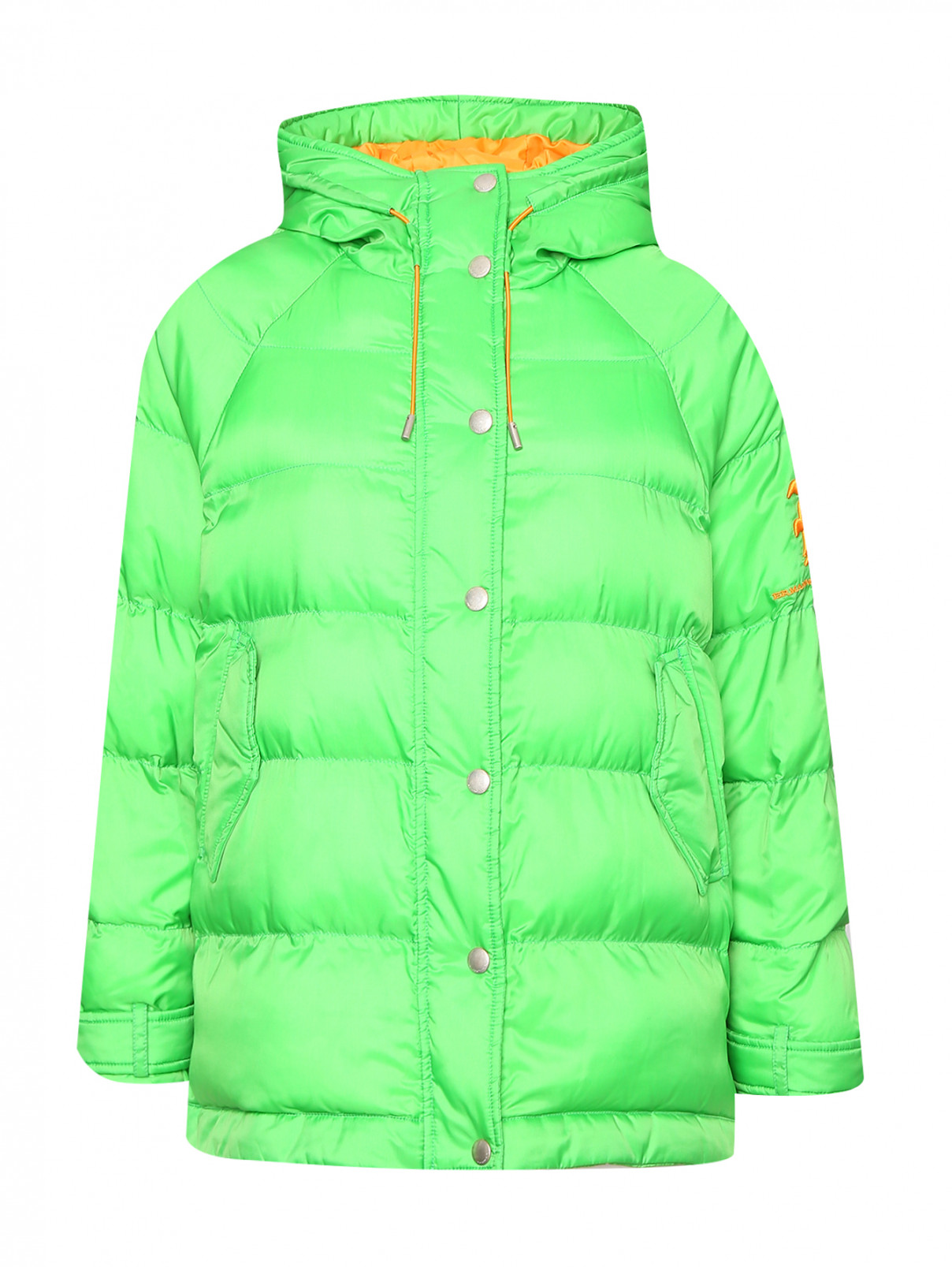 Стеганая куртка на молнии и кнопках Ermanno Scervino  –  Общий вид  – Цвет:  Зеленый