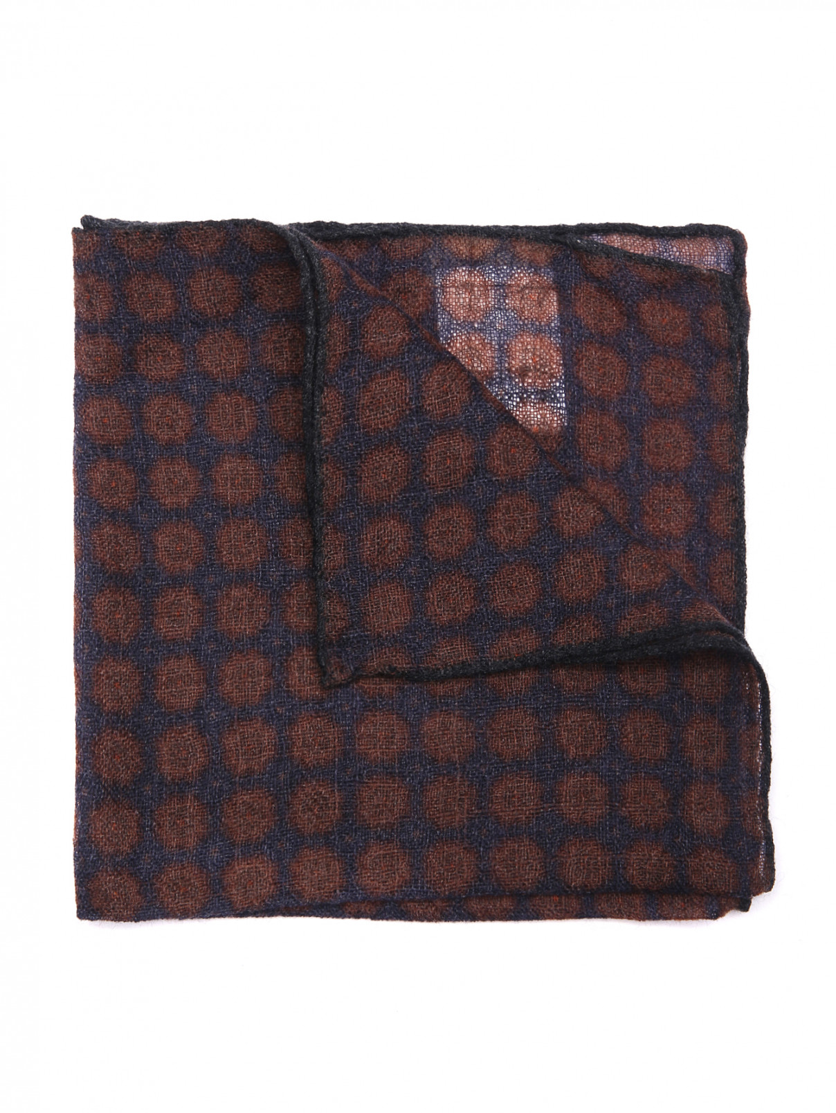 Платок карманный из шерсти с узором LARDINI  –  Общий вид  – Цвет:  Коричневый