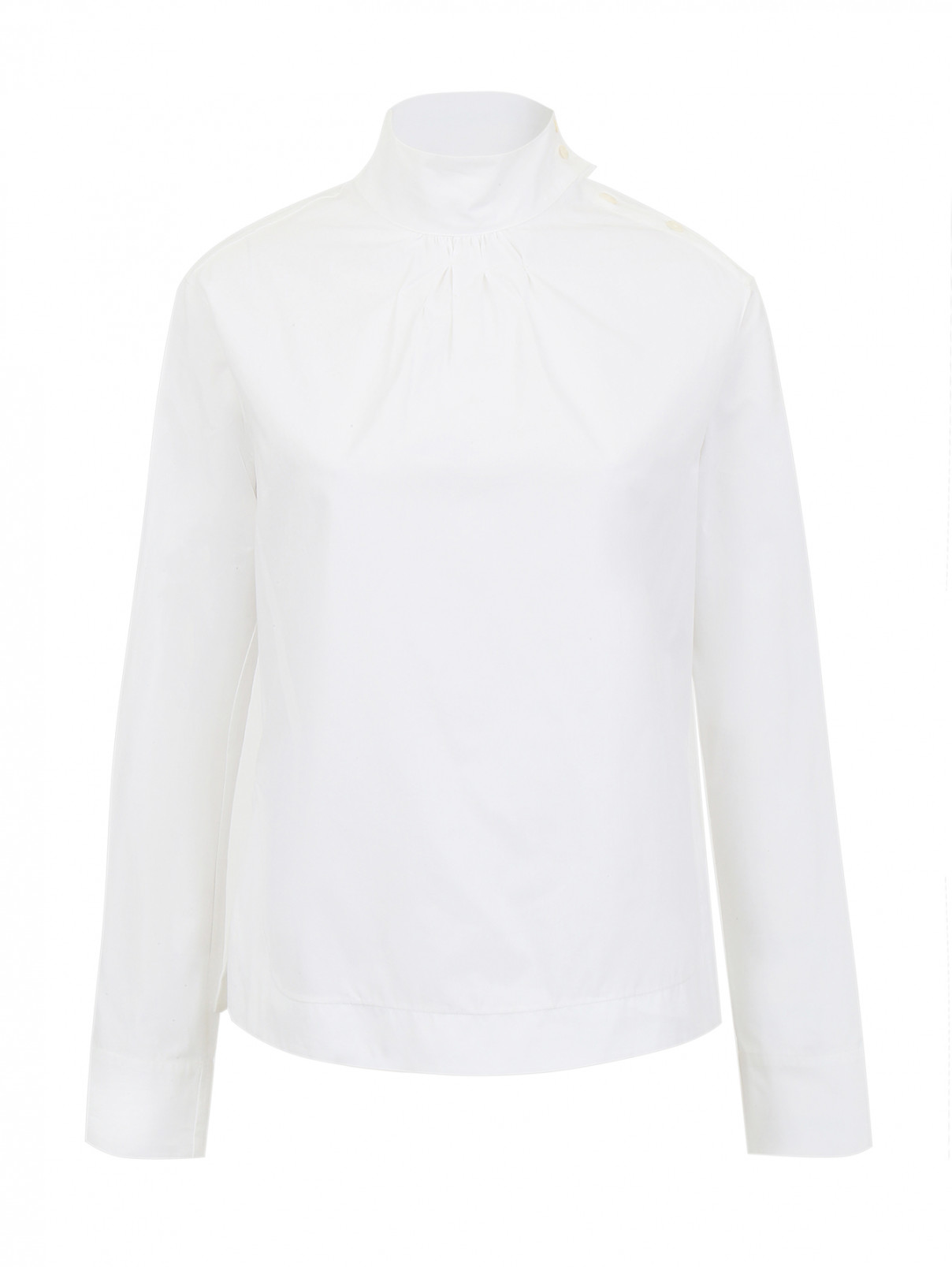 Блуза из хлопка с воротником-стойкой Aquilano Rimondi  –  Общий вид  – Цвет:  Белый