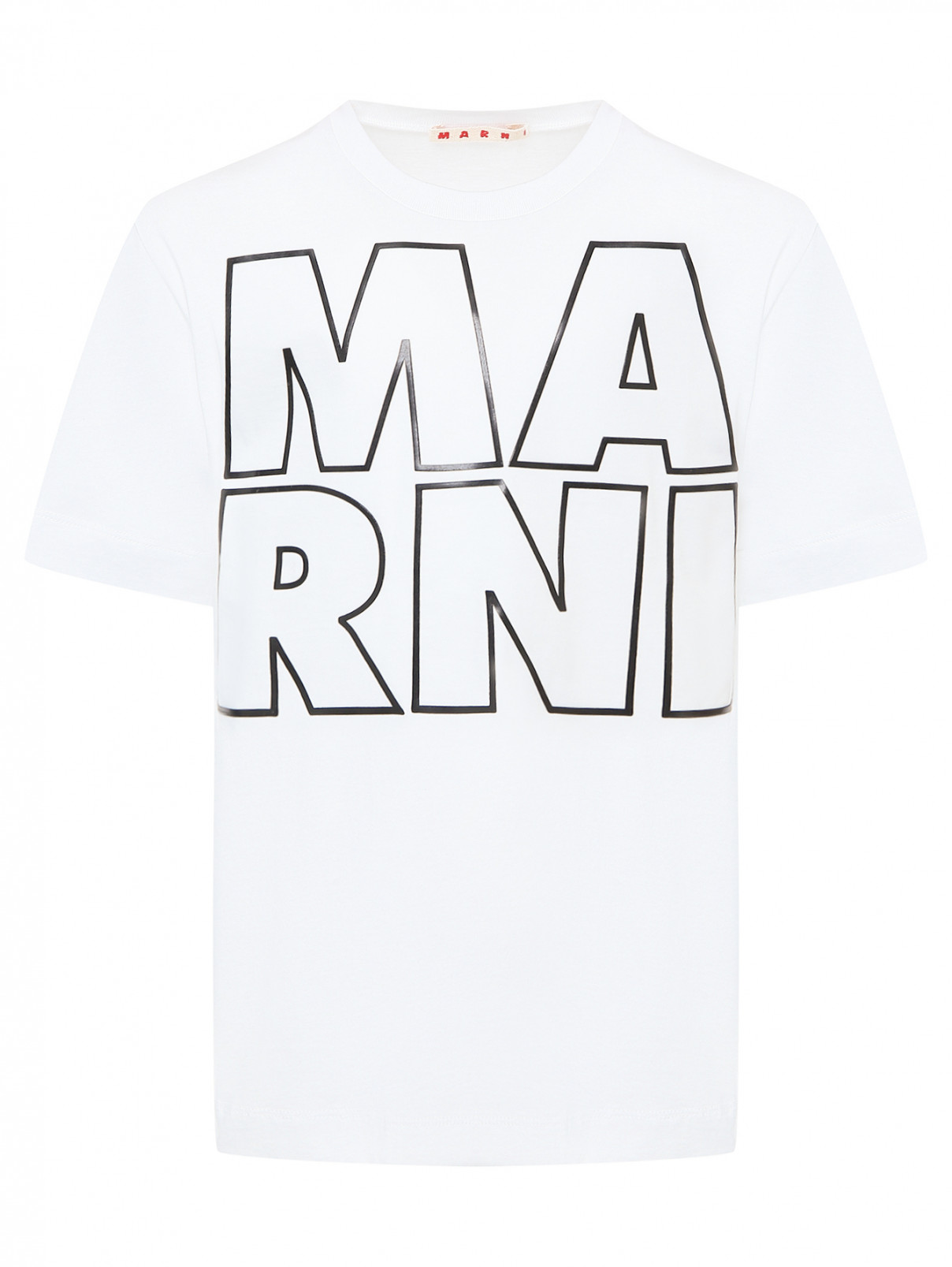 Трикотажная футболка с принтом Marni  –  Общий вид  – Цвет:  Белый