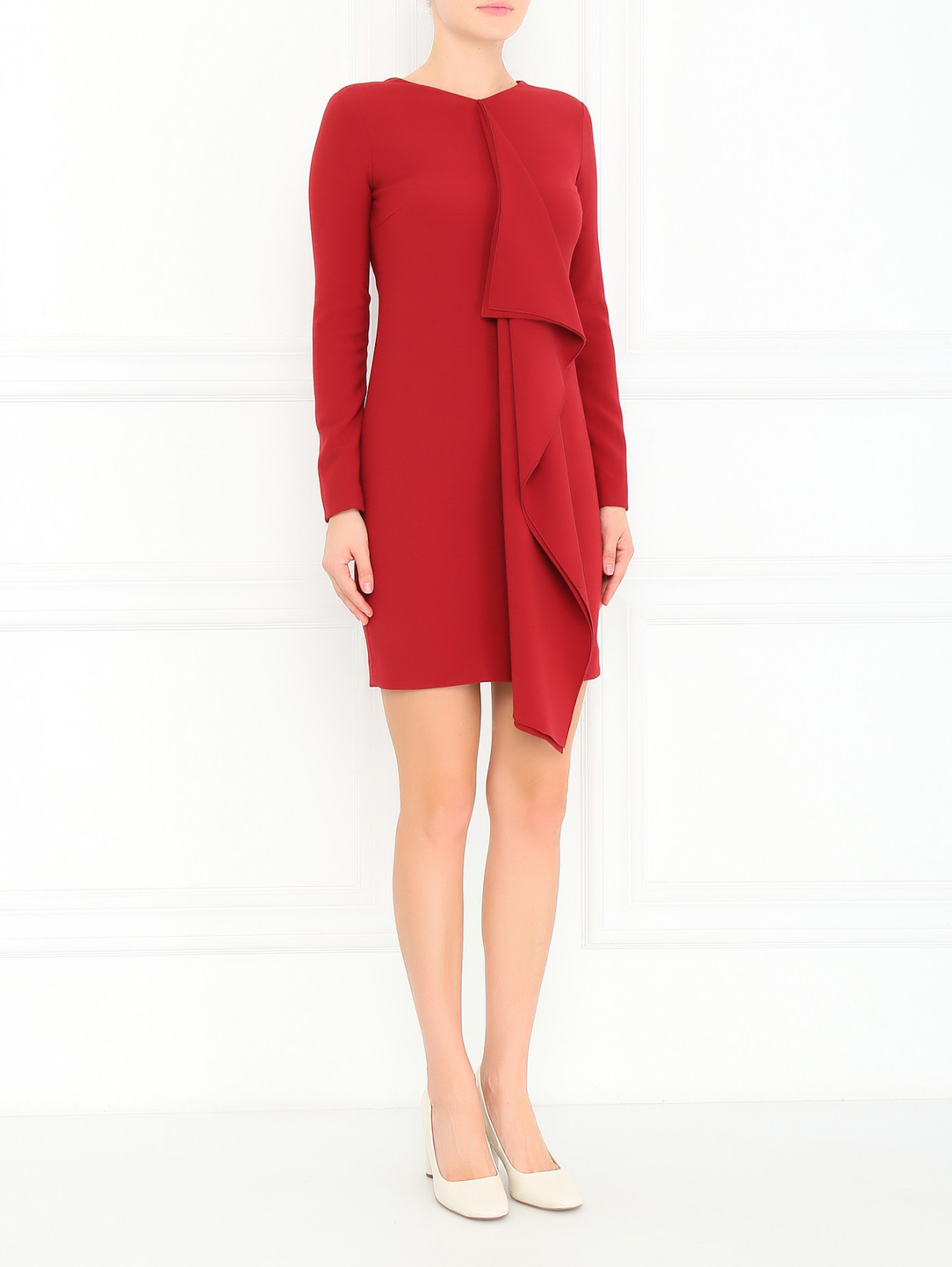 Платье-мини с драпировкой JO NO FUI  –  Модель Общий вид  – Цвет:  Красный