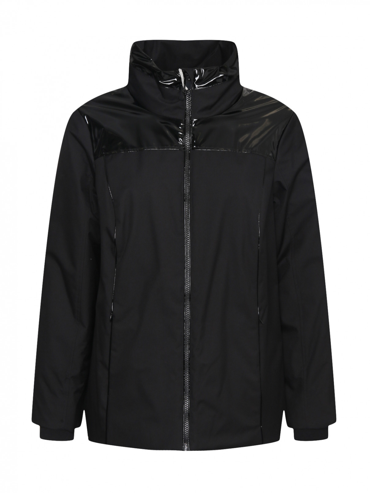 Куртка утепленная с контрастными вставками Marina Rinaldi  –  Общий вид  – Цвет:  Черный