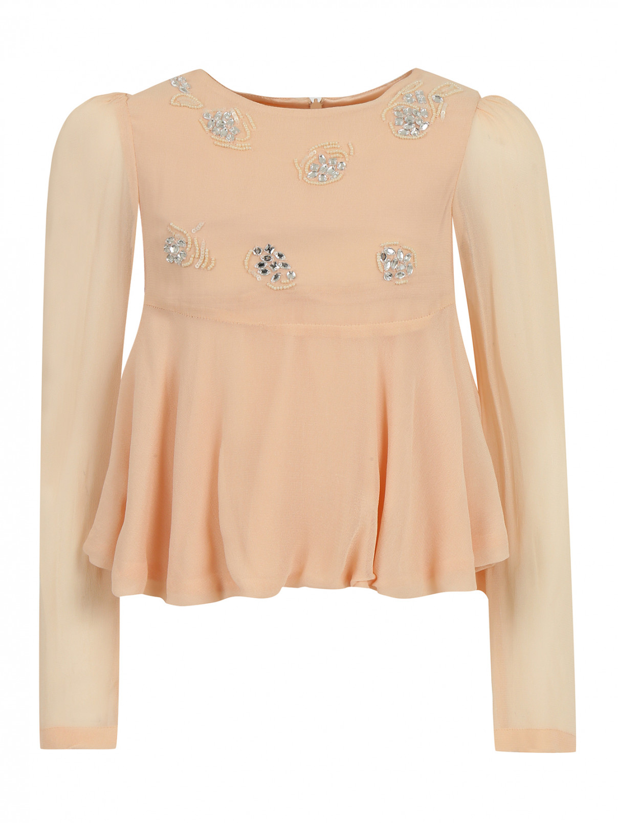Блуза декорированная бисером и кристаллами I Pinco Pallino  –  Общий вид  – Цвет:  Розовый