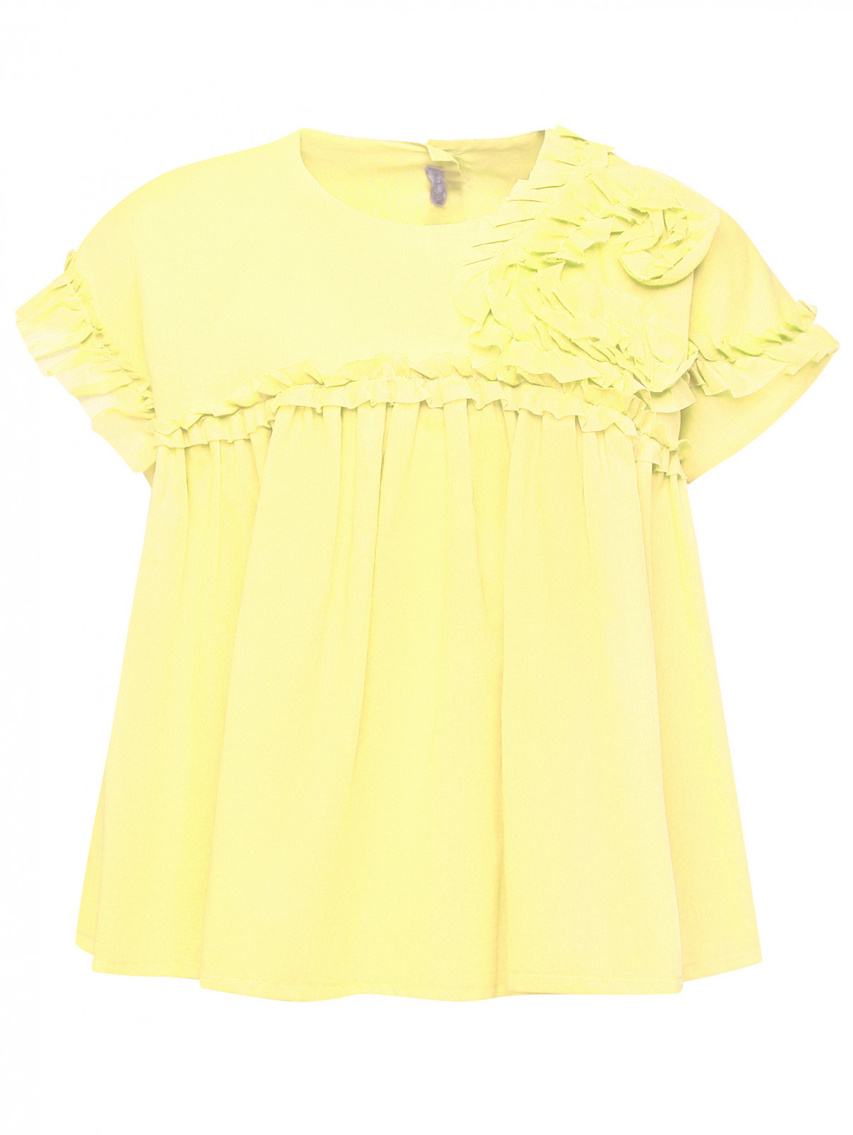 Блуза из хлопка с декором Il Gufo  –  Общий вид  – Цвет:  Желтый
