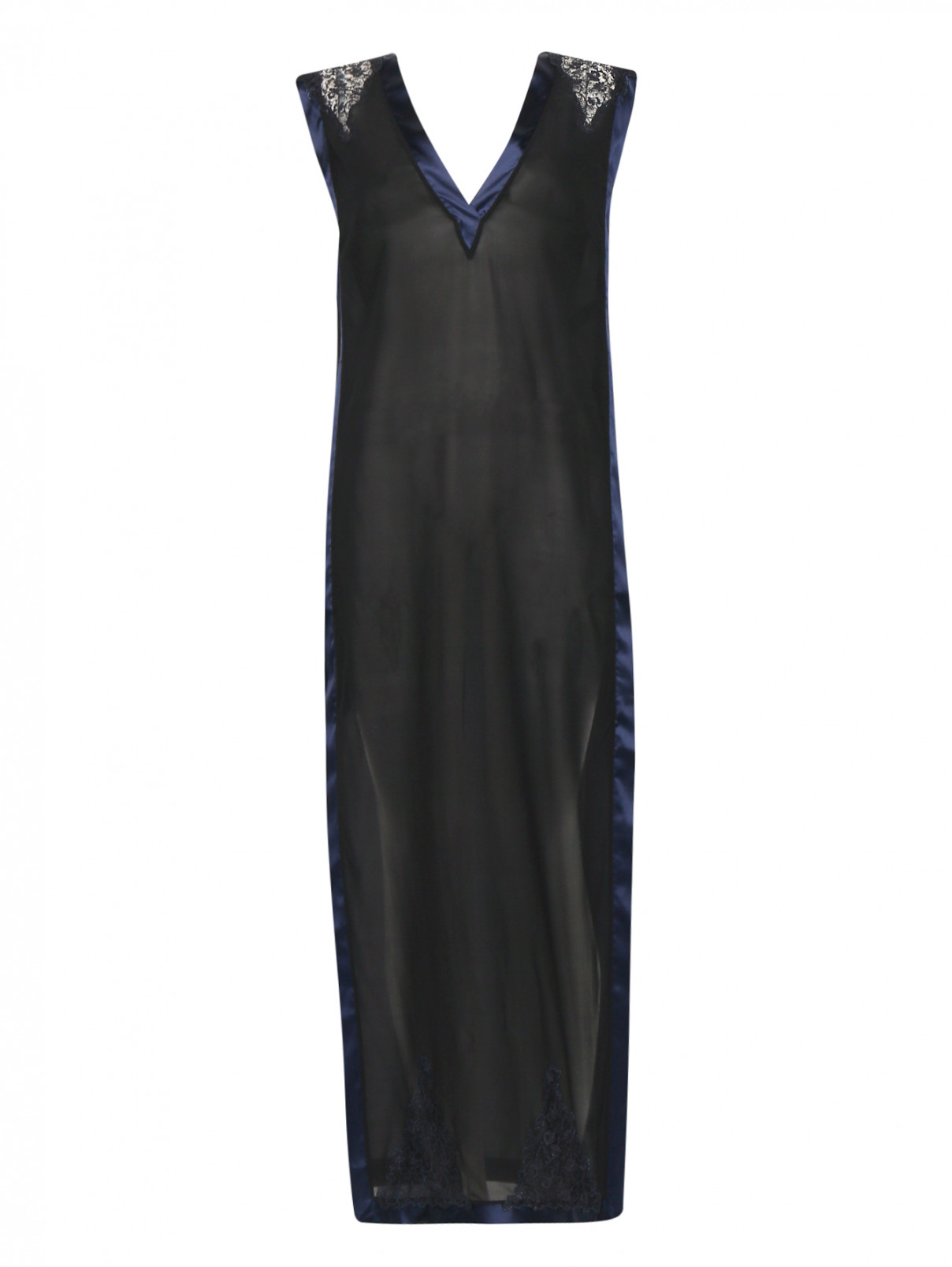 Сорочка из шелка с кружевной отделкой La Perla  –  Общий вид  – Цвет:  Черный