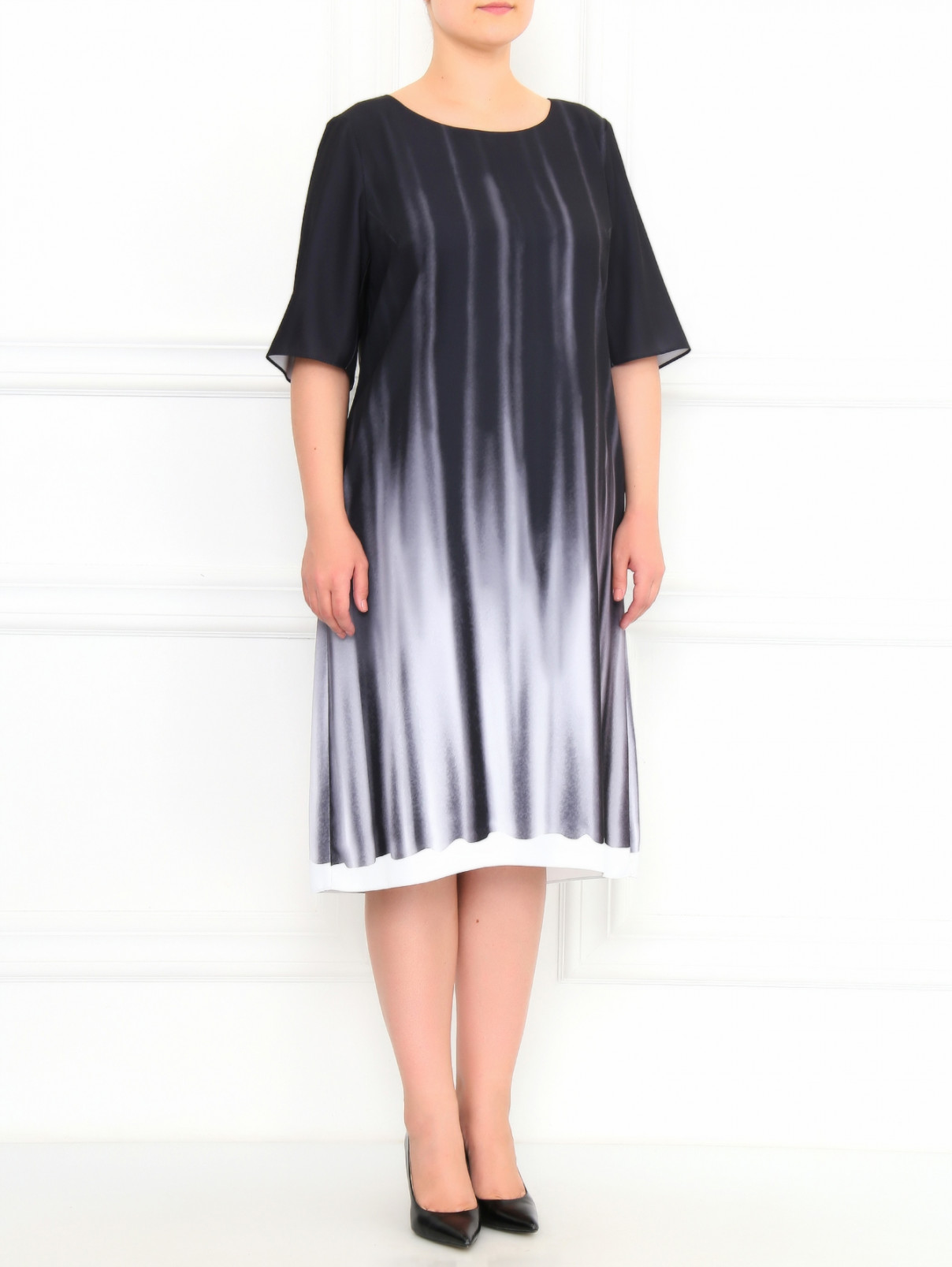 Платье-миди с коротким рукавом Marina Rinaldi  –  Модель Общий вид  – Цвет:  Черный