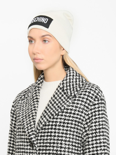 Шапка из смешанного кашемира с логотипом Moschino - МодельОбщийВид