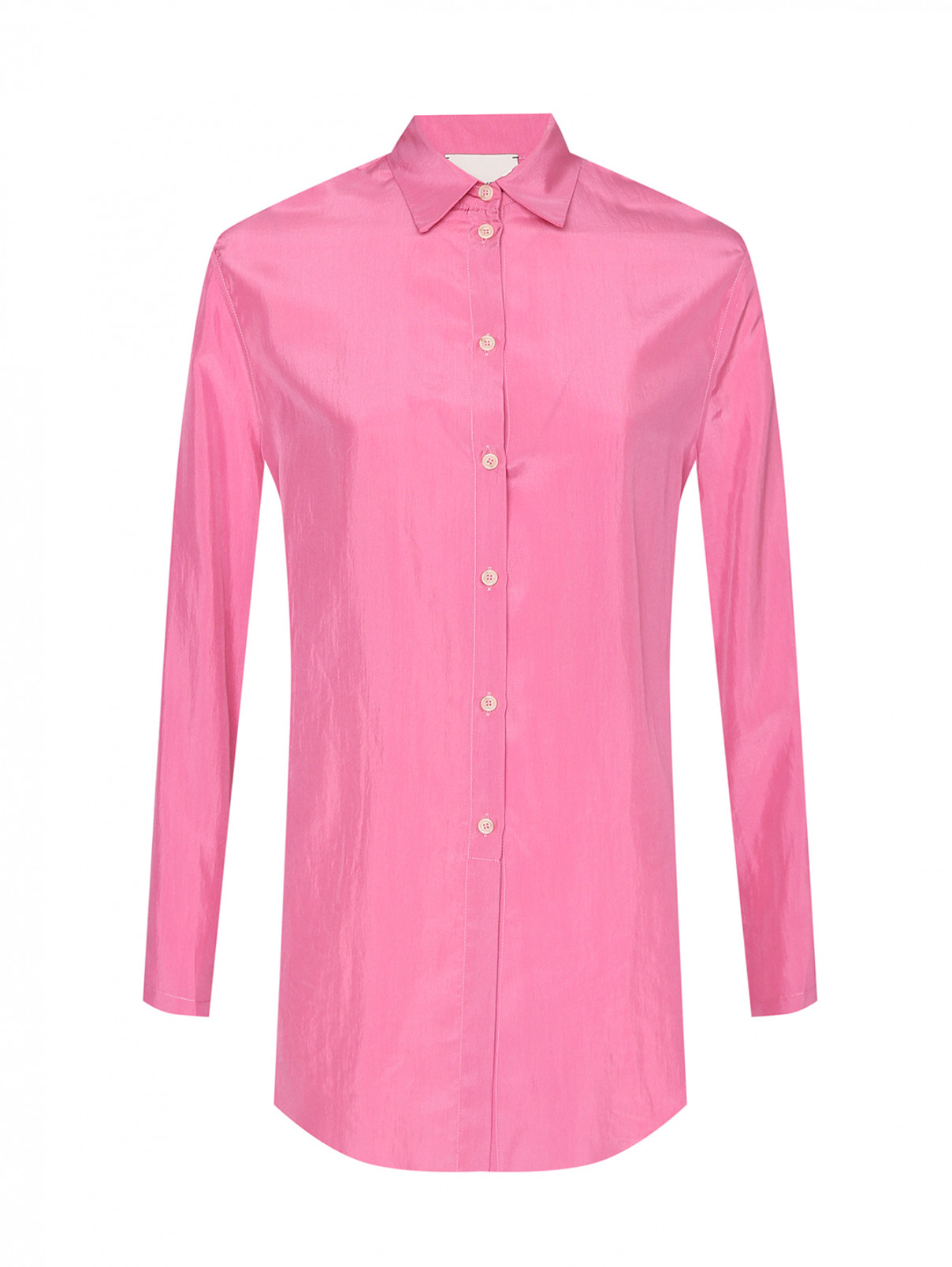 Рубашка из шелка на пуговицах Alysi  –  Общий вид  – Цвет:  Розовый