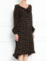 Платье из шелка асимметричного кроя с узором Etro  –  МодельВерхНиз
