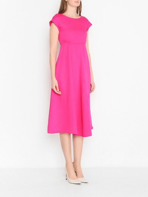 Однотонное платье из вискозы с круглым вырезом Weekend Max Mara - МодельВерхНиз