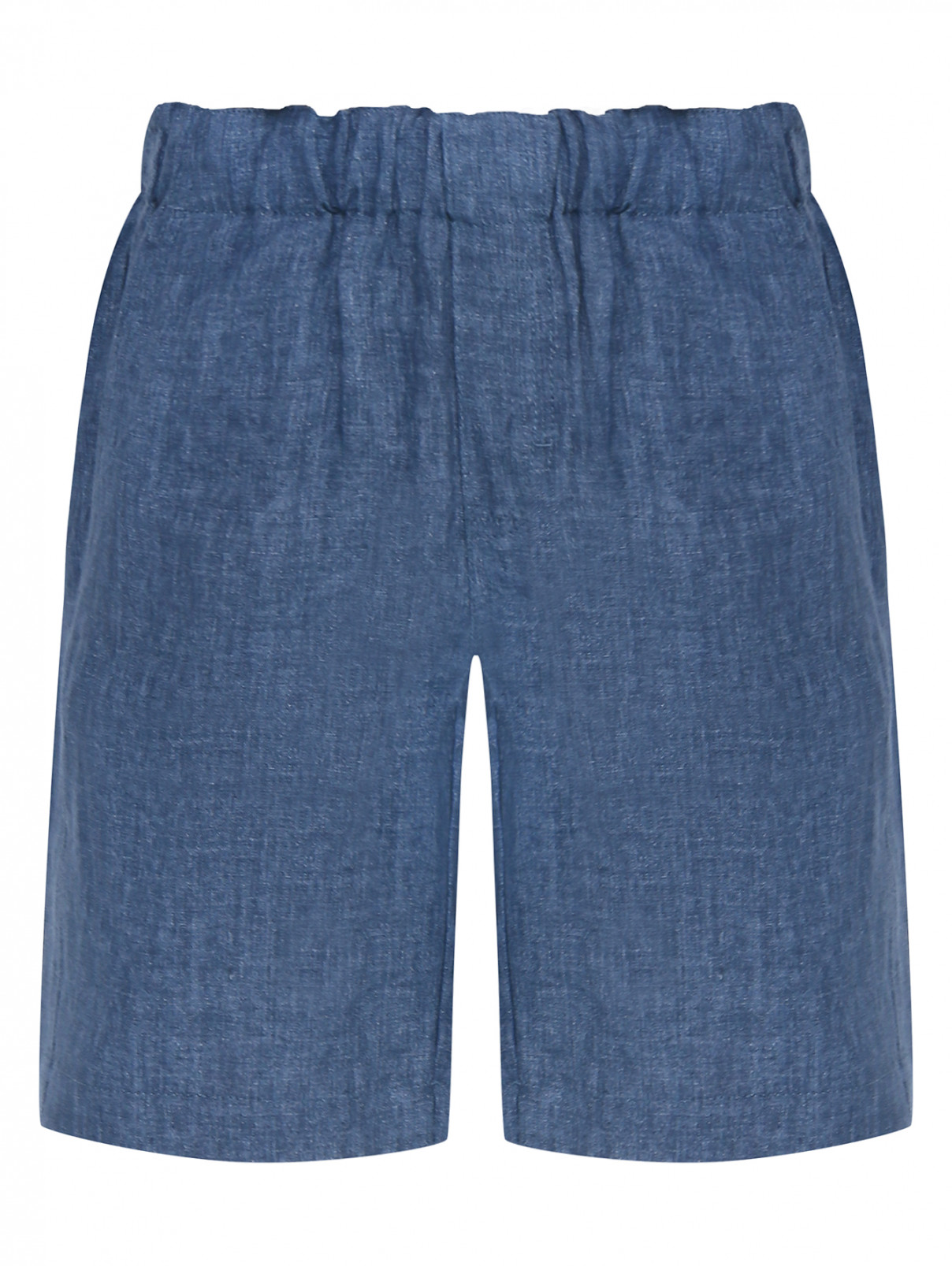 Льняные шорты с карманами Il Gufo  –  Общий вид  – Цвет:  Синий