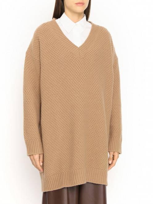 Удлиненный джемпер из шерсти крупной вязки Weekend Max Mara - МодельВерхНиз