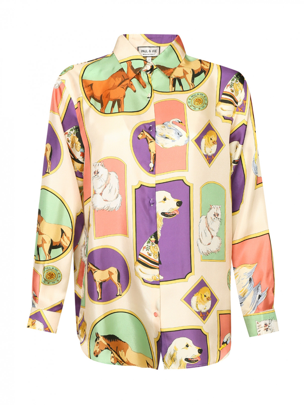 Блуза из шелка с принтом Paul&Joe  –  Общий вид  – Цвет:  Бежевый