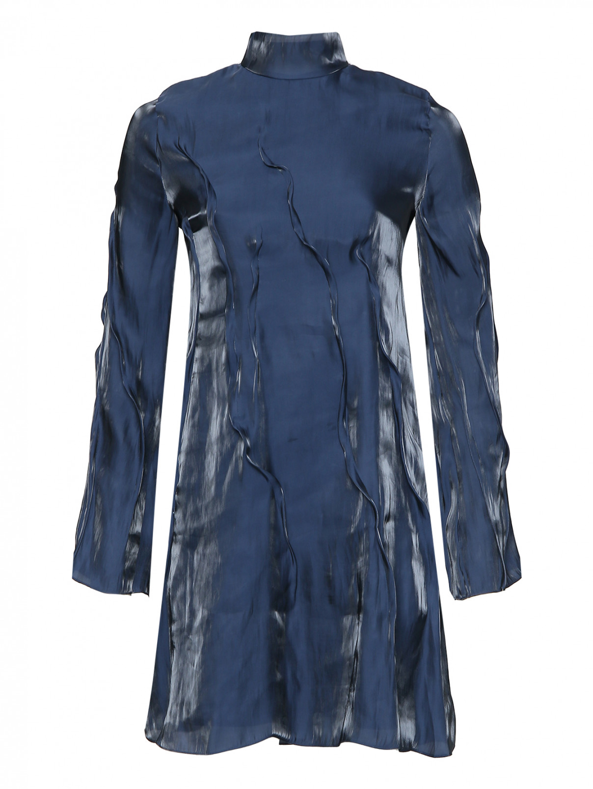 Платье из блестящей ткани Kenzo  –  Общий вид  – Цвет:  Синий