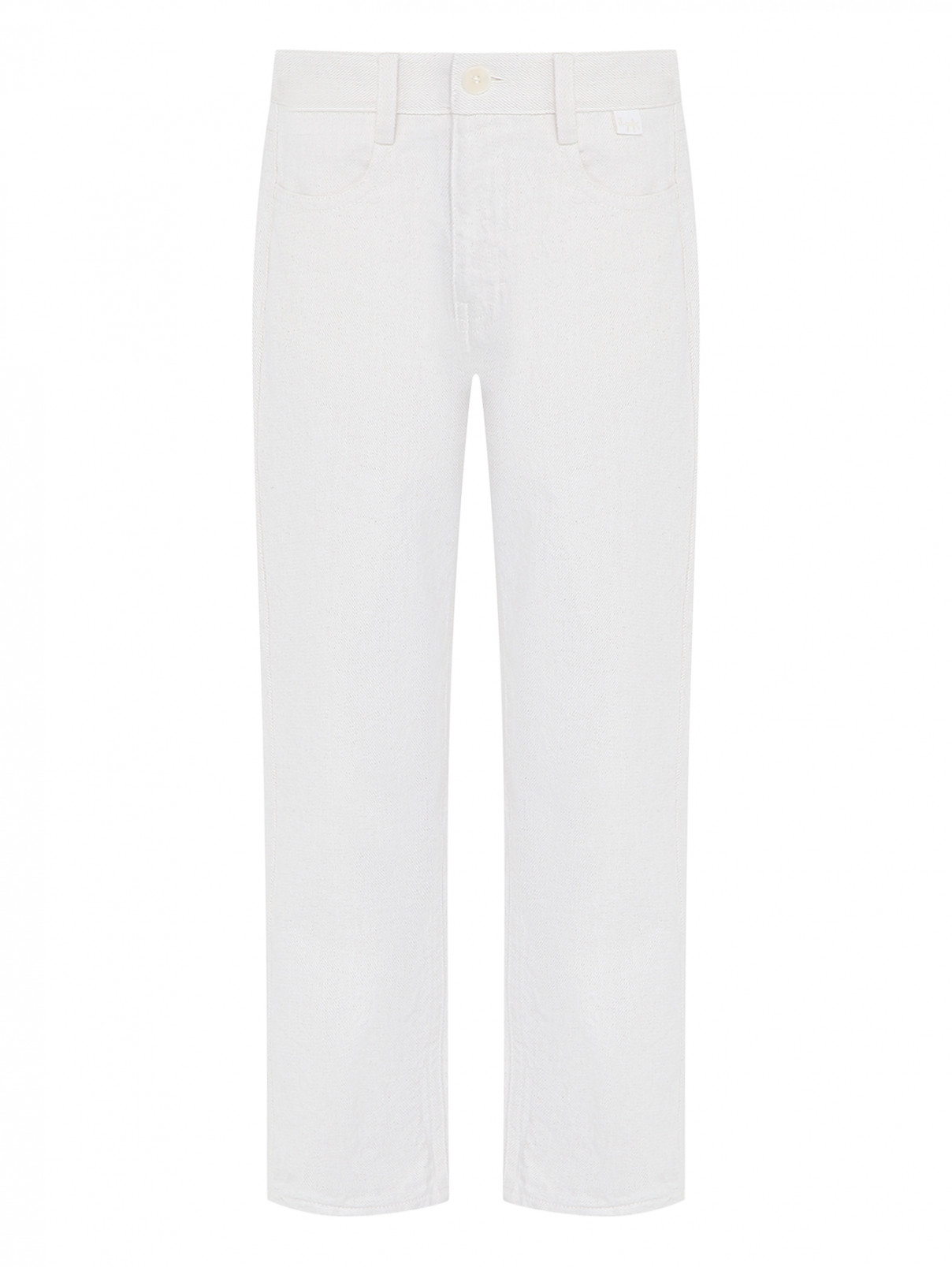 Однотонные брюки из хлопка и льна Il Gufo  –  Общий вид  – Цвет:  Белый
