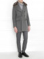 Пальто двубортное из шерсти с мехом енота BOSCO  –  Модель Общий вид