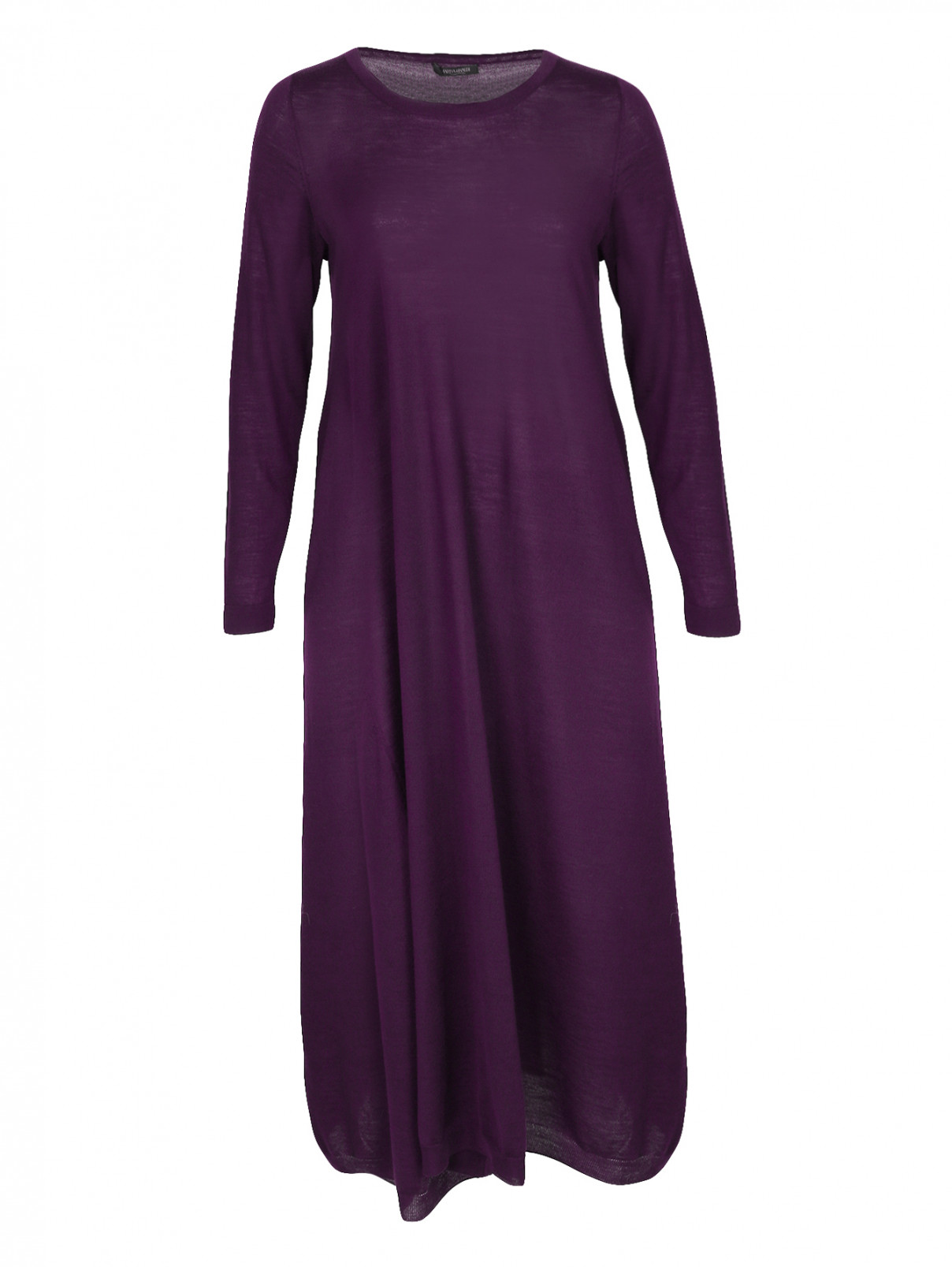 Платье-миди из шерсти свободного кроя Marina Rinaldi  –  Общий вид  – Цвет:  Фиолетовый